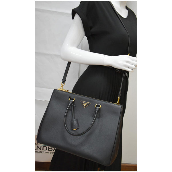 PRADA Galleria Large Saffiano Leather Tote Bag Black