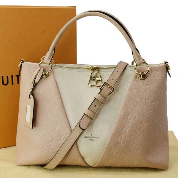 LOUIS VUITTON V MM Monogram Empreinte Tote Shoulder Bag Rose
