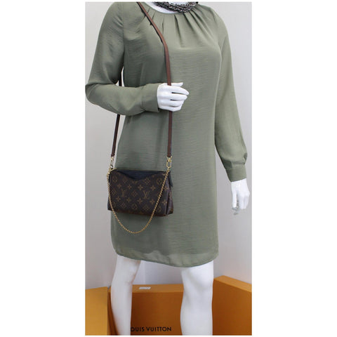 Louis Vuitton Pallas Monogram Canvas Clutch Shoulder Bag
