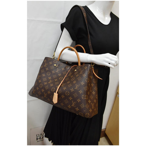 LOUIS VUITTON Montaigne GM Monogram Canvas Shoulder Bag Brown