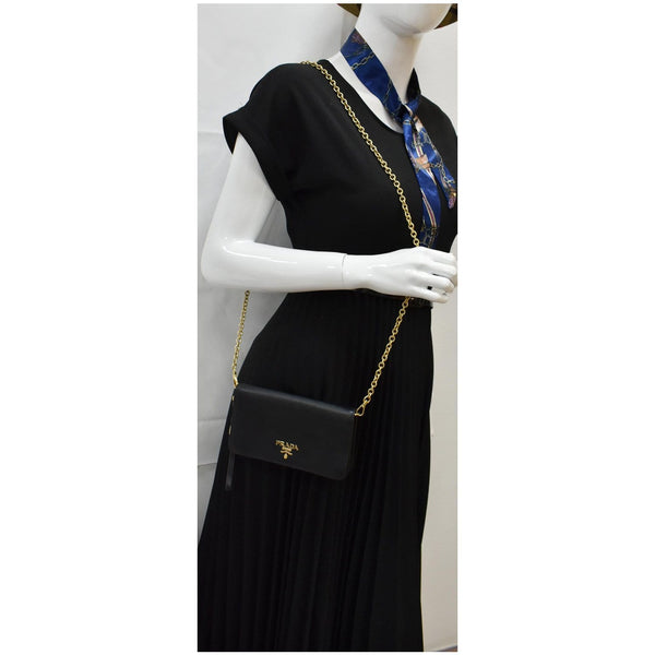 Prada Mini Saffiano Leather Chain Shoulder Bag for women | DDH