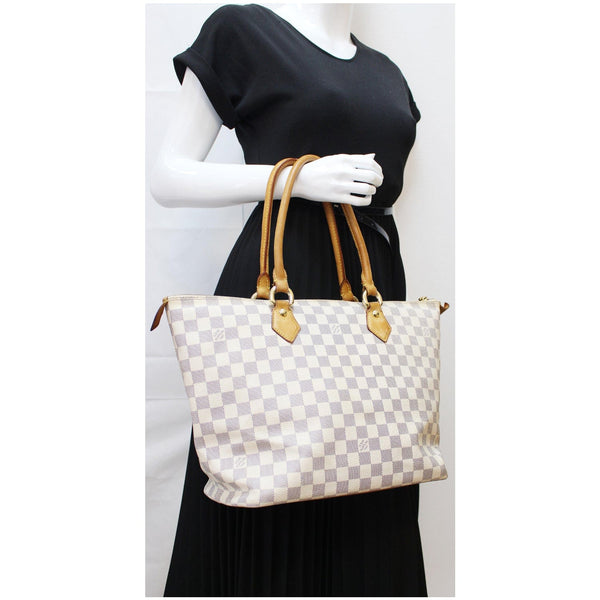 LOUIS VUITTON Saleya MM Damier Azur Tote Bag White