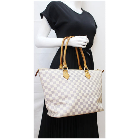 LOUIS VUITTON Saleya MM Damier Azur Tote Bag White