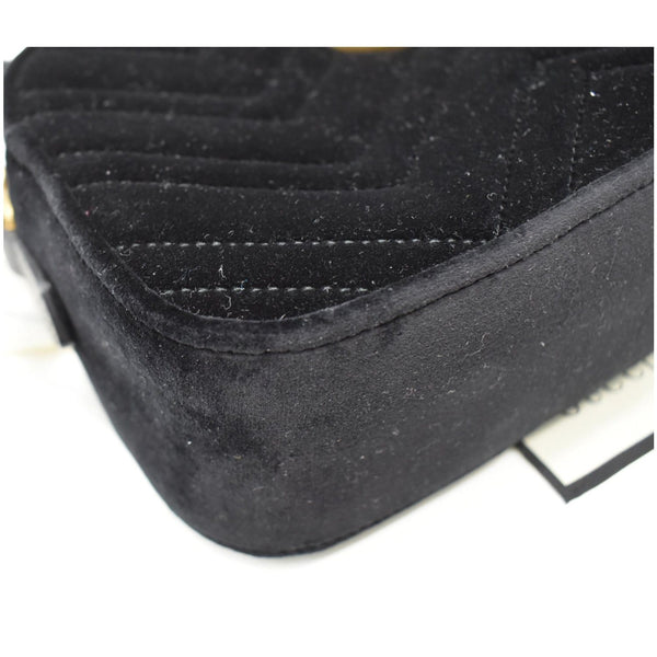 GUCCI  GG Marmont Small Velvet Matelasse Crossbody Bag Black 447632