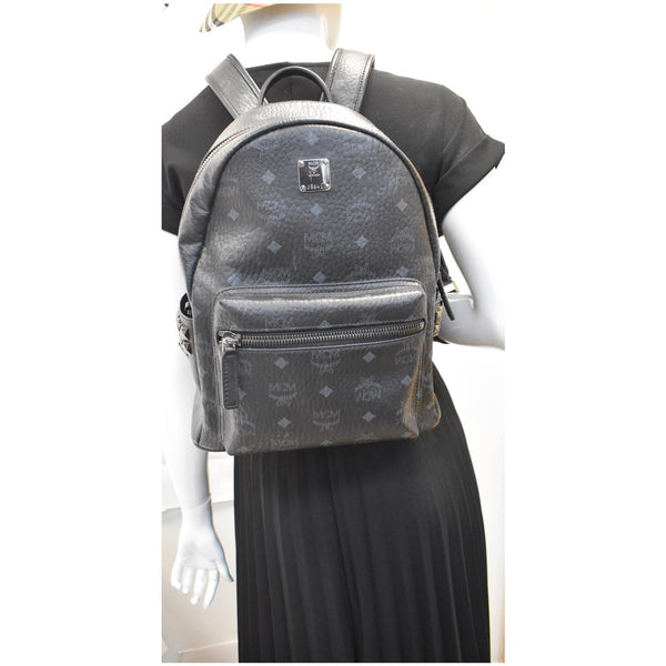 MCM Stark Classic Small Visetos Canvas Backpack Bag Black