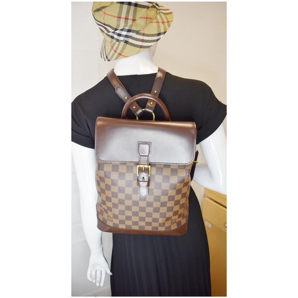 LOUIS VUITTON Soho Damier Ebene Backpack Bag Brown