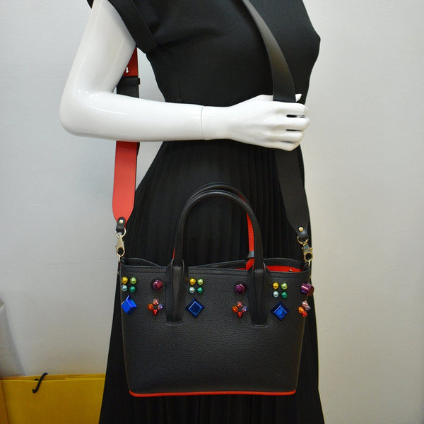 CHRISTIAN LOUBOUTIN Cabata Embellished Leather Tote Bag Black