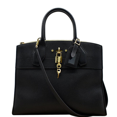 LOUIS VUITTON City Steamer MM Leather Shoulder Bag Noir
