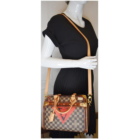 LOUIS VUITTON Time Trunk Speedy 30 Bandouliere Damier Shoulder Bag Black
