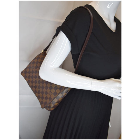 LOUIS VUITTON Musette Tango Damier Ebene Shoulder Bag Brown