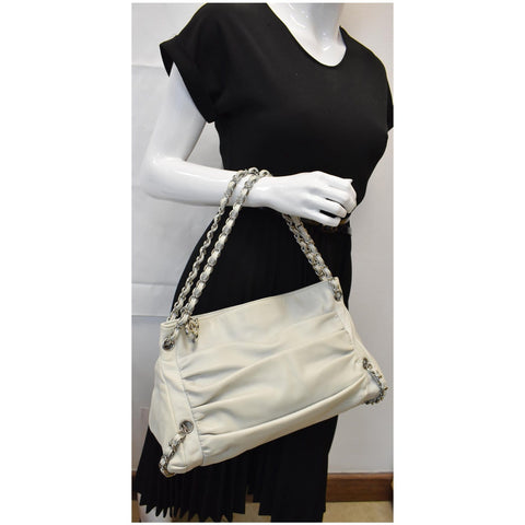 CHANEL Sharpei Large Lambskin Leather Tote Bag White