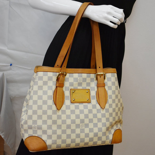 LOUIS VUITTON Hampstead MM Damier Azur Shoulder Bag White