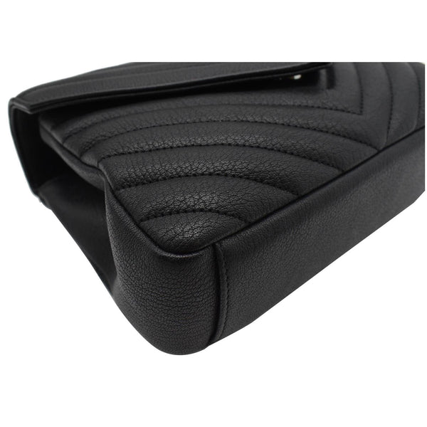 YVES SAINT LAURENT College Medium Monogram Chevron Leather Crossbody Bag Black