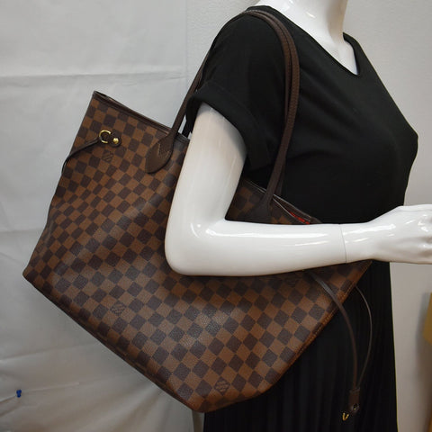 LOUIS VUITTON  Neverfull MM Damier Ebene Tote Bag Brown