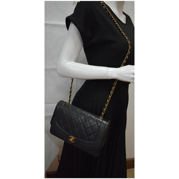 Chanel Diana Flap Quilted Lambskin Leather Shoulder Bag