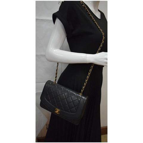 Chanel Diana Flap Quilted Lambskin Leather Shoulder Bag