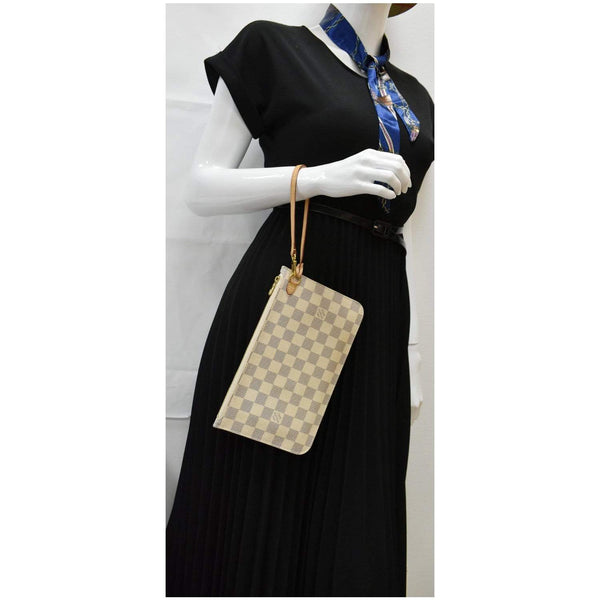 Louis Vuitton Neverfull MM Damier Azur Pochette Pouch for women