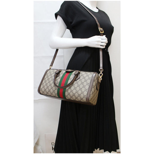 GUCCI Ophidia GG Canvas Medium Top Handle Shoulder Bag Beige 524532