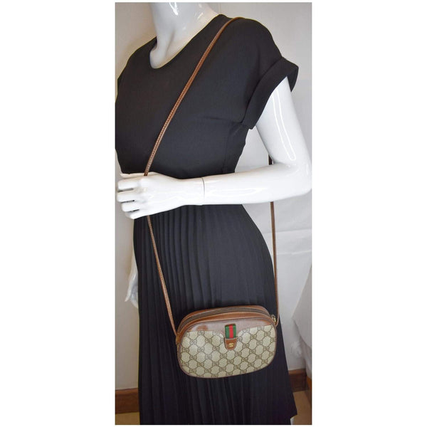 Gucci GG Supreme Web Crossbody Bag Beige For Women - gucci shoulder bag