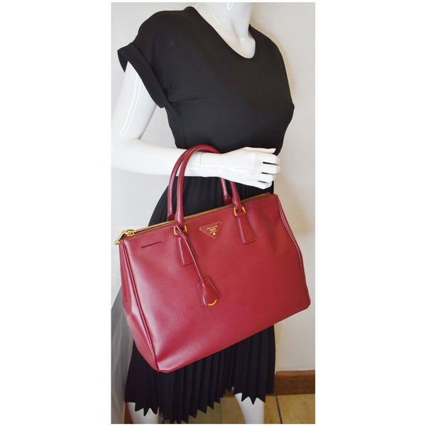 PRADA Lux Large Saffiano Leather Tote Bag Red
