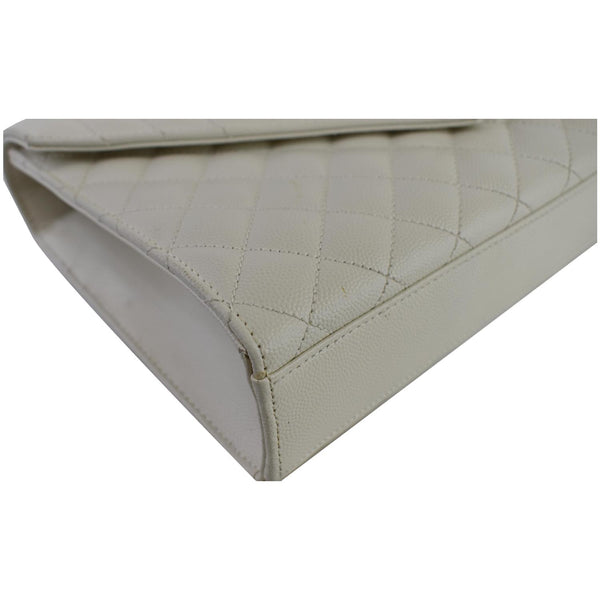 YVES SAINT LAURENT Envelope Medium Chain Leather Shoulder Bag White