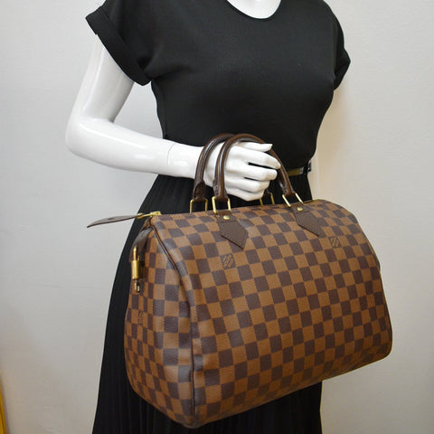 LOUIS VUITTON Speedy 30 Damier Ebene Satchel Bag Brown - New Year Deals