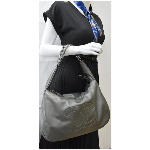 Gucci 31 Small CC Caviar Leather Hobo Bag Grey for women - DDH