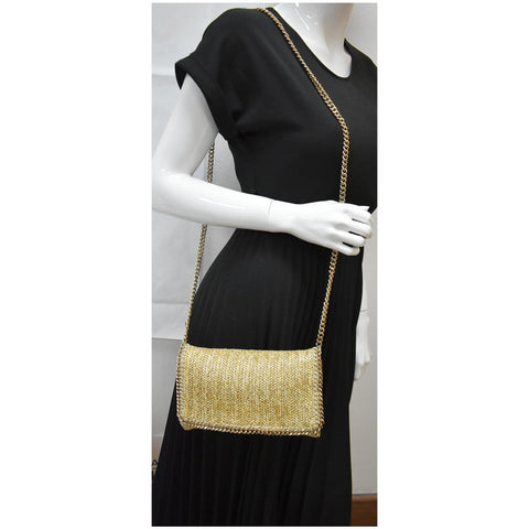 STELLA MCCARTNEY Falabella Small Raffia Shoulder Bag Beige