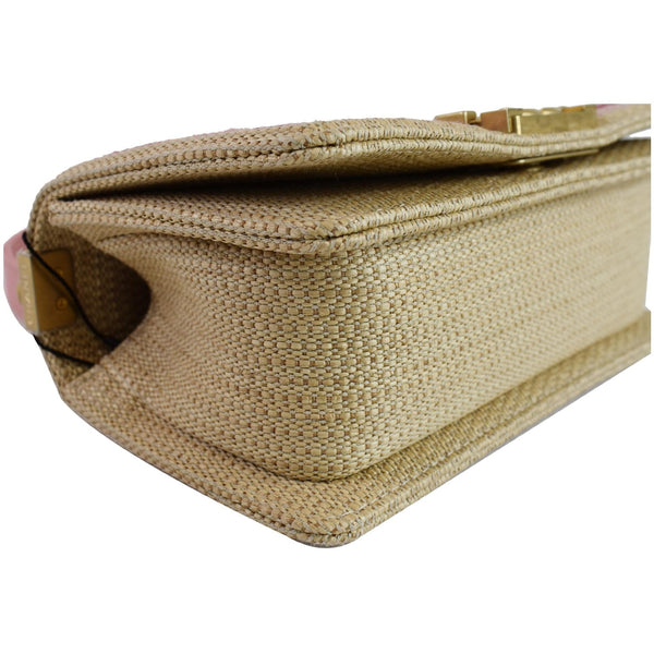 CHANEL Small Boy Chevron Cotton Mixed Fibers Shoulder Bag Pink