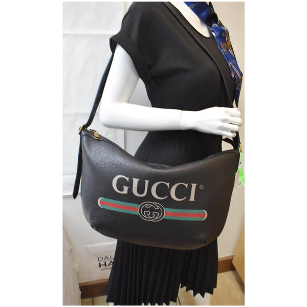 Gucci Half Moon Logo Calfskin Leather Hobo Shoulder Bag for women | DDH