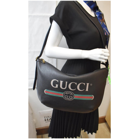 Gucci Half Moon Logo Calfskin Leather Hobo Shoulder Bag for women | DDH