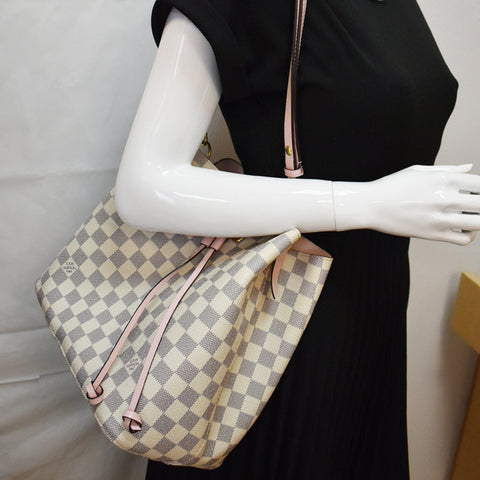 LOUIS VUITTON Neonoe MM Damier Azur Shoulder Bag Rose