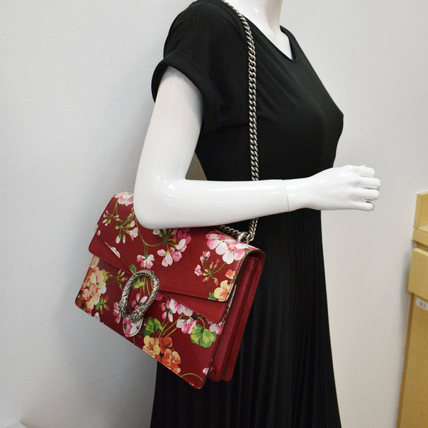 GUCCI Dionysus Floral Blooms Leather Shoulder Bag Red 400235