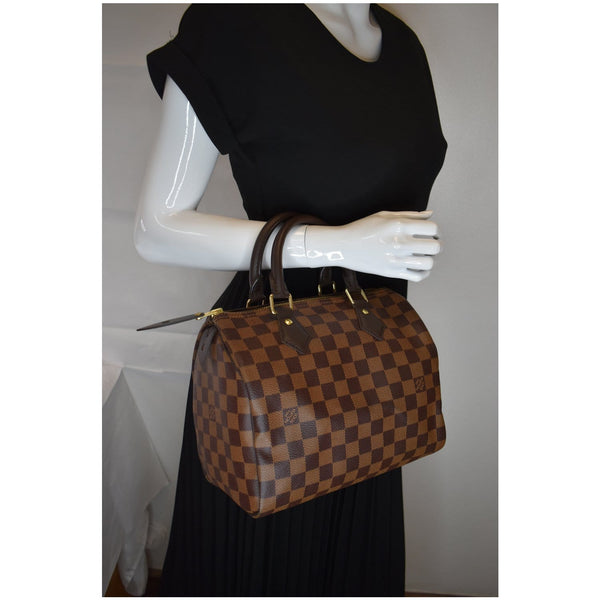 Louis Vuitton Speedy 25 Damier Ebene Satchel Bag on handbag