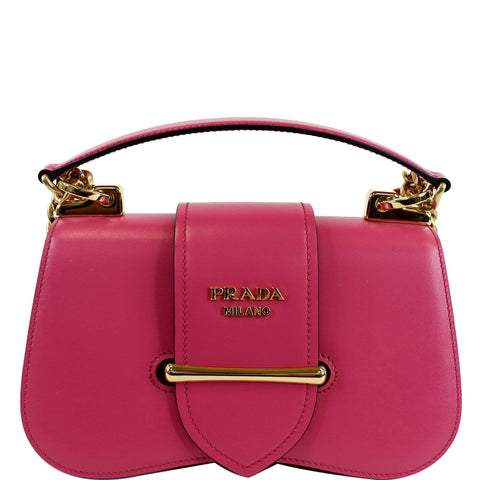 PRADA City Sidonie Small Leather Crossbody Bag Magenta