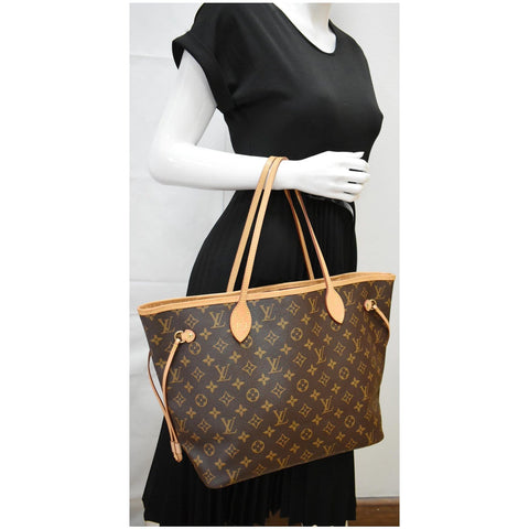 LOUIS VUITTON Neverfull MM Monogram Canvas Tote Bag Brown