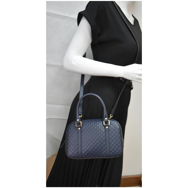 GUCCI Microguccissima Small Leather Crossbody Bag Blue 510289