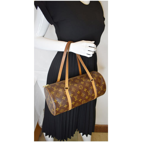 LOUIS VUITTON Papillon 30 Monogram Canvas Satchel Bag Brown