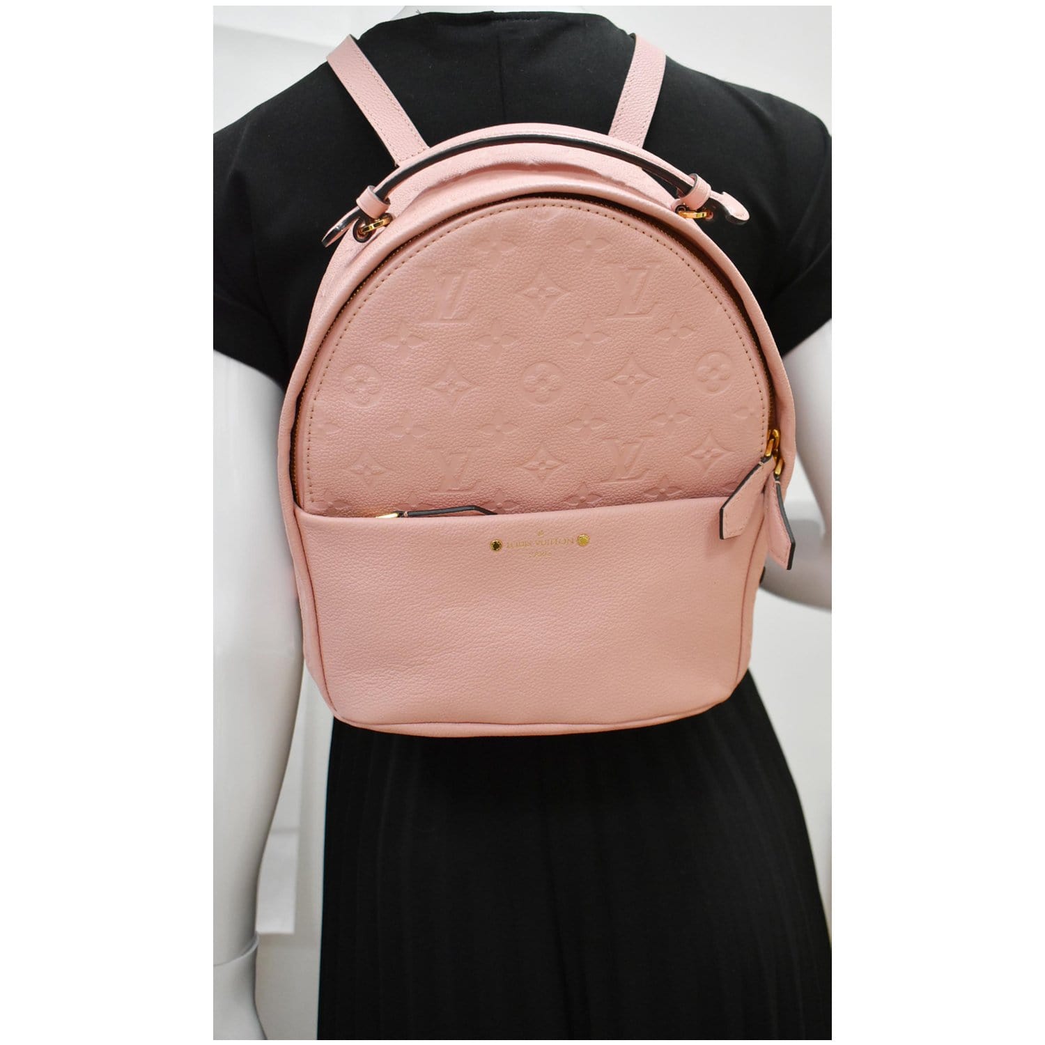 LOUIS VUITTON Sorbonne Monogram Empreinte Leather Backpack Rose Poudre