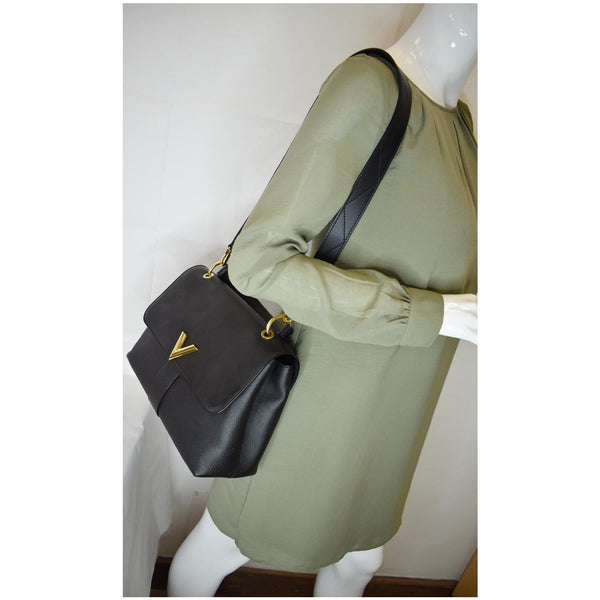 LOUIS VUITTON Very One Handle Monogram Leather Shoulder Bag Black