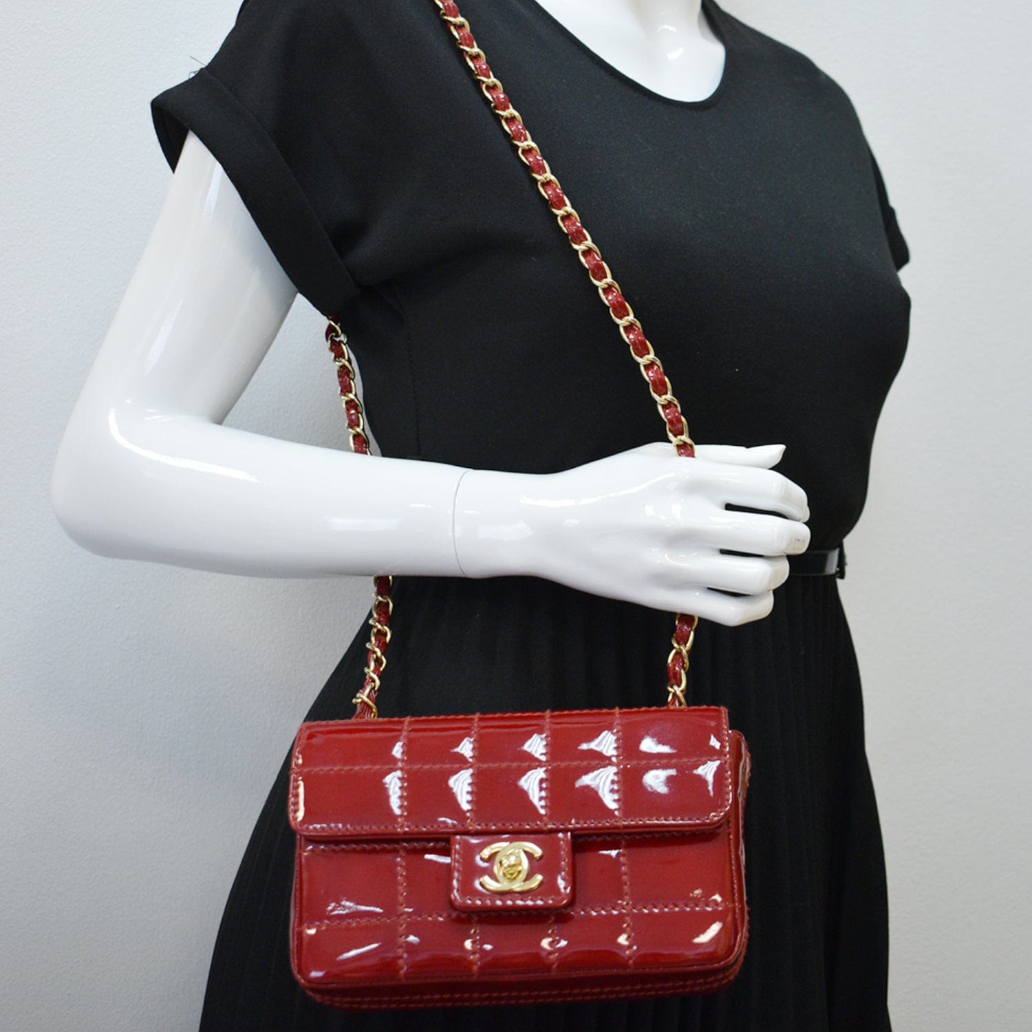 Chanel Patent Calfskin Quilted Medium Double Flap Red