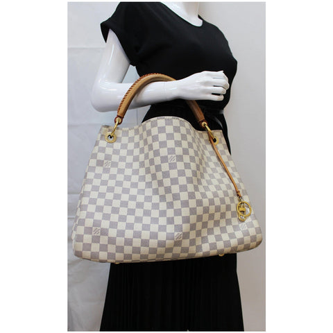 LOUIS VUITTON Artsy MM Damier Azur Shoulder Bag White