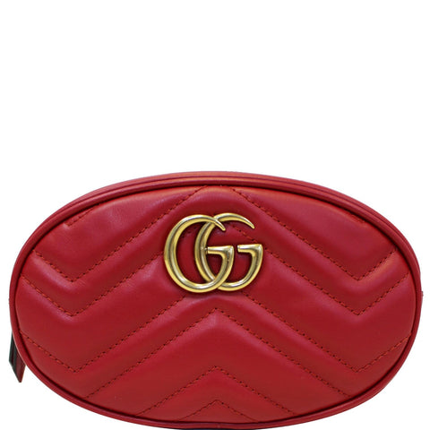 GUCCI GG Marmont Matelasse Leather Belt Bag 476434 Red