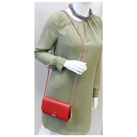 CHANEL Wallet on Chain Grained Calfskin Leather Shoulder Crossbody Bag-US