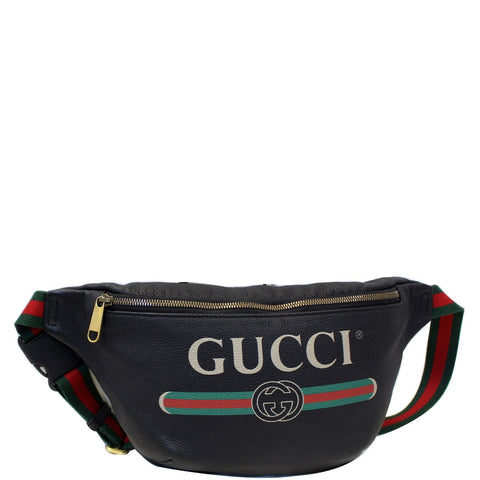 GUCCI Print Leather Black Belt Waist Bumbag Medium 530412