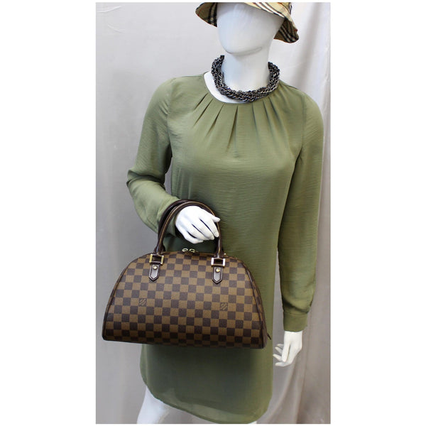 LOUIS VUITTON Ribera MM Damier Ebene Satchel Bag Brown-US