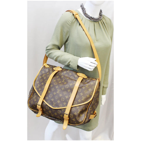 LOUIS VUITTON Saumur 43 Monogram Canvas Shoulder Bag Brown-US
