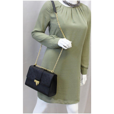 LOUIS VUITTON Saint Sulpice PM Empreinte Leather Crossbody Bag Noir