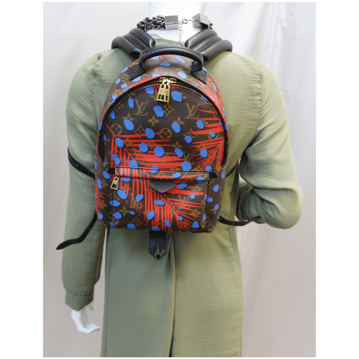 louis vuitton backpack palm springs pm LOUIS VUITTON Palm Springs PM Monogram Jungle Dots Backpack Bag Brown-DD6552