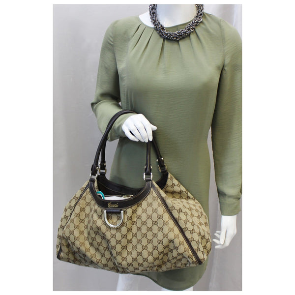 GUCCI GG Canvas D Ring Large Hobo Bag 189835-US